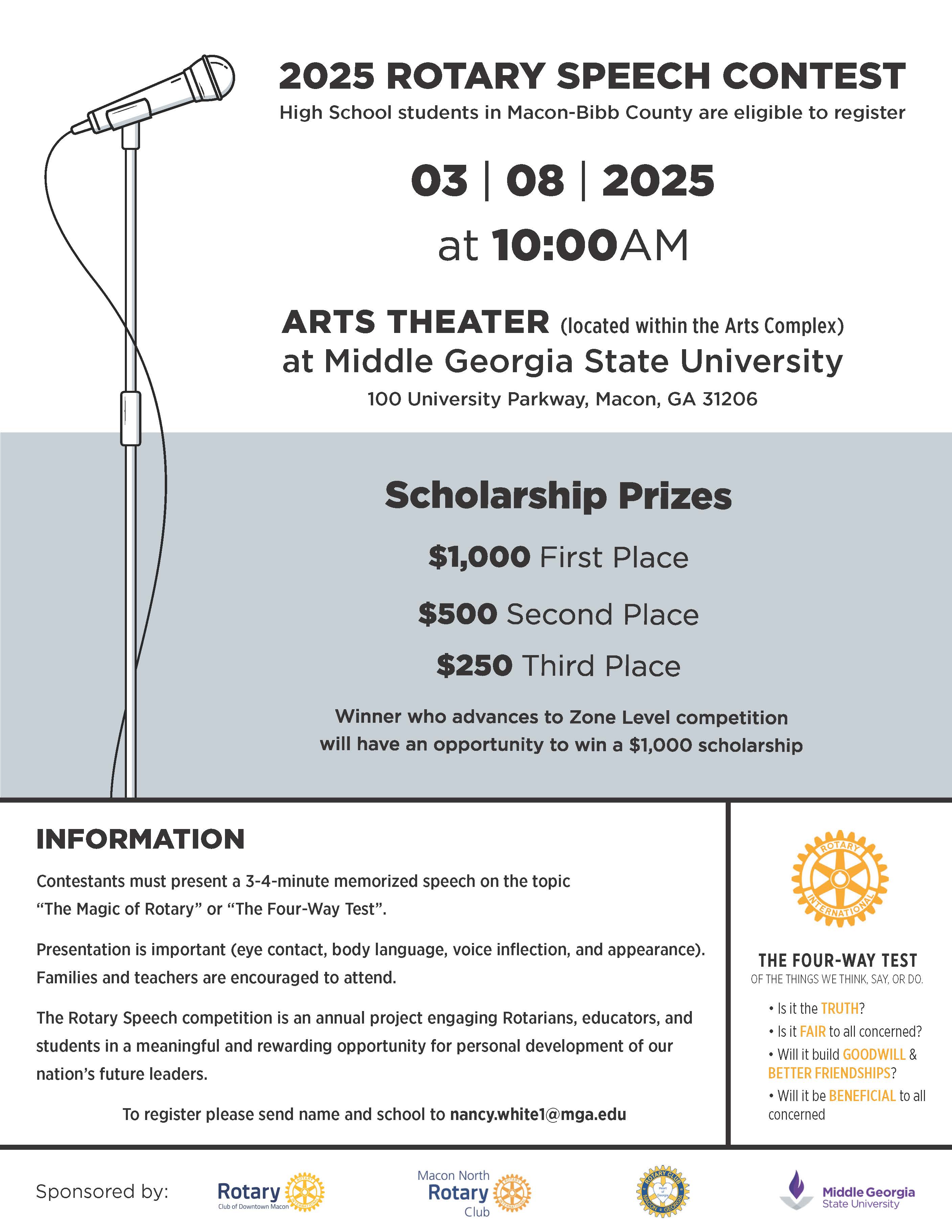 Rotary Speech Contest flyer.